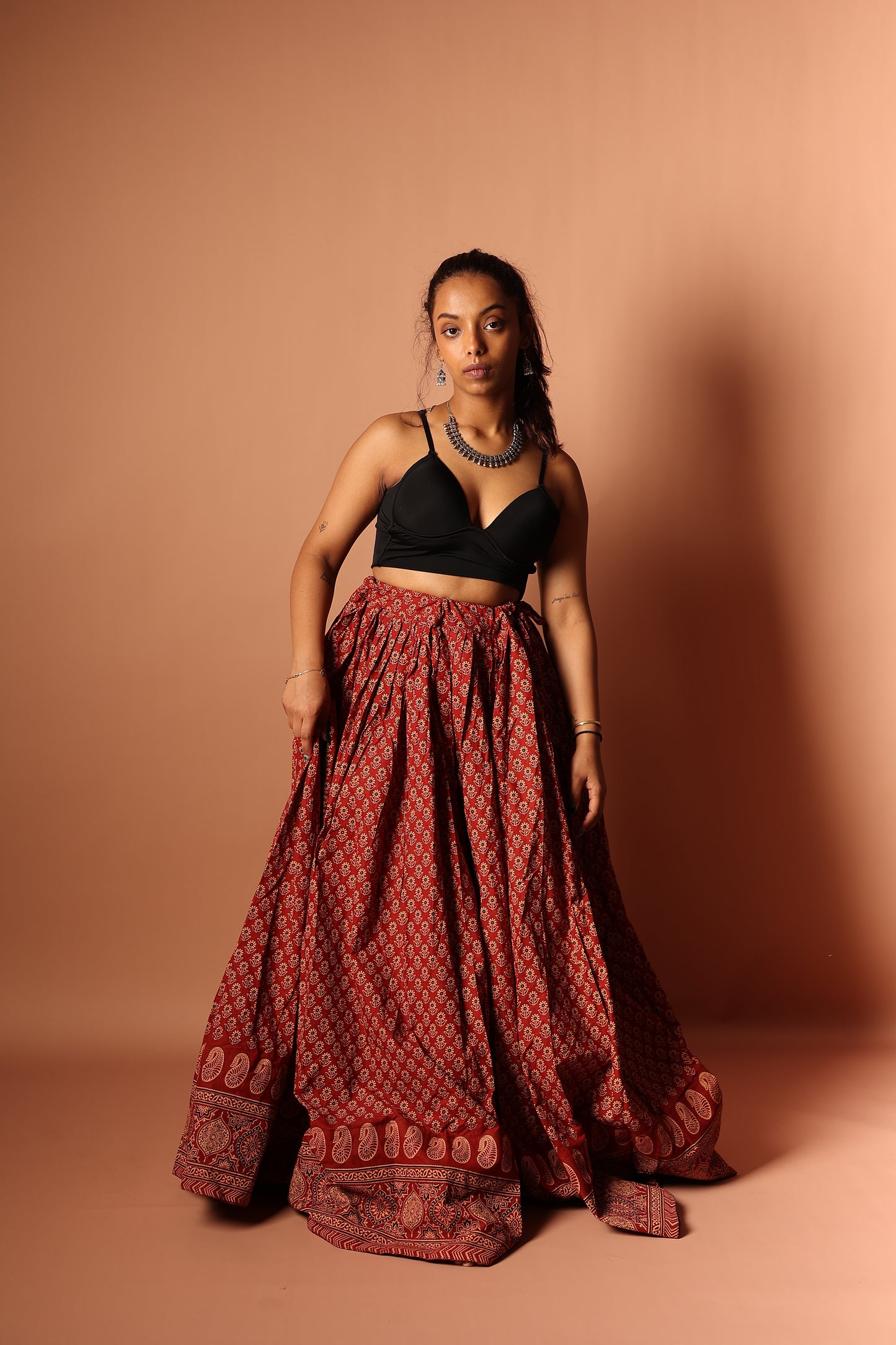 Ajrakh Skirt in Red
