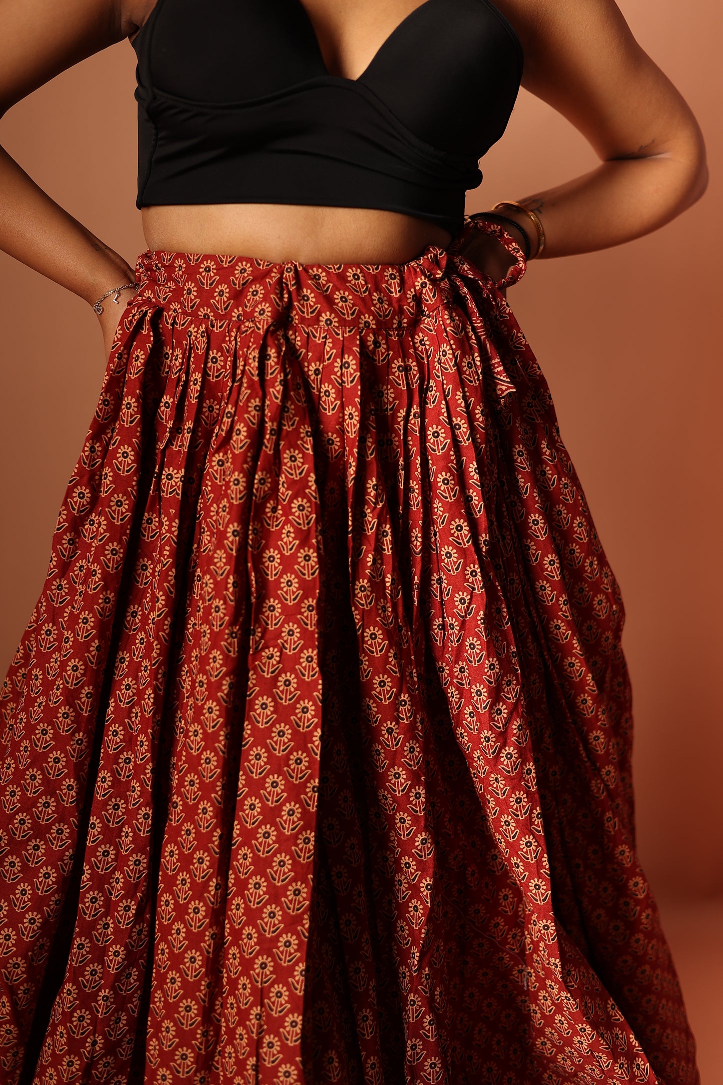 Ajrakh Skirt in Red