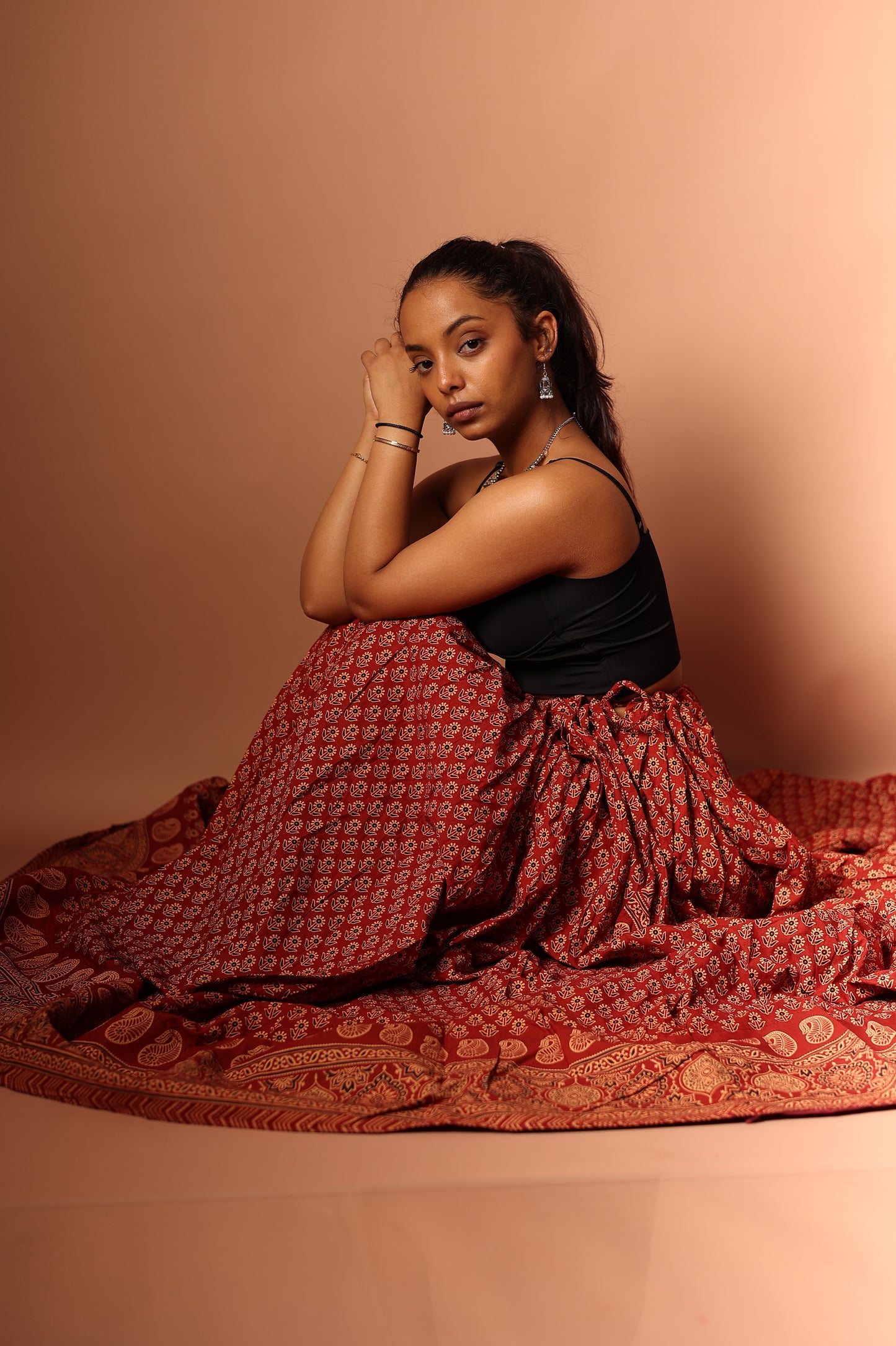 Ajrakh Skirt in Red