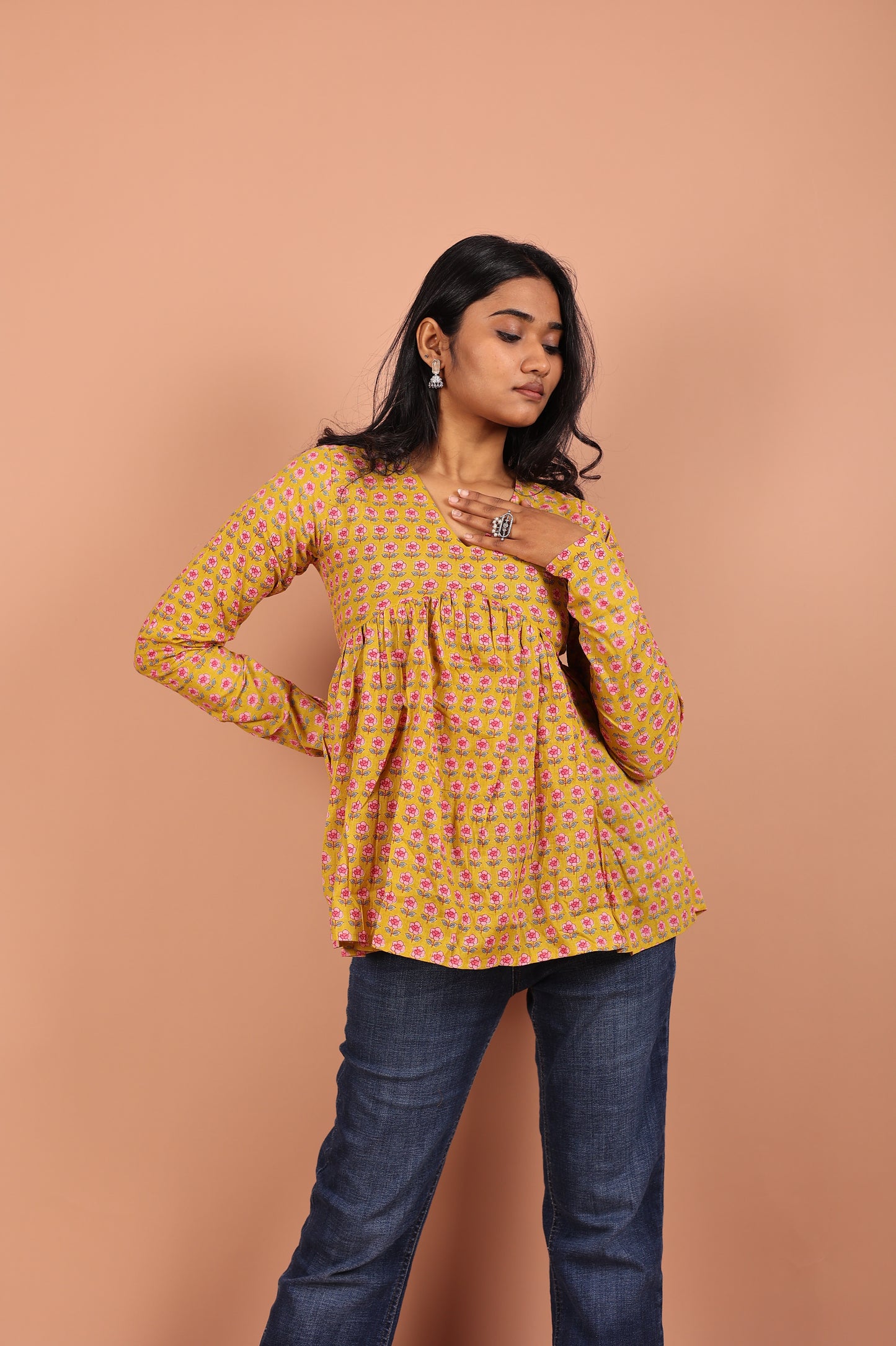 Peplum Top in Mustard
