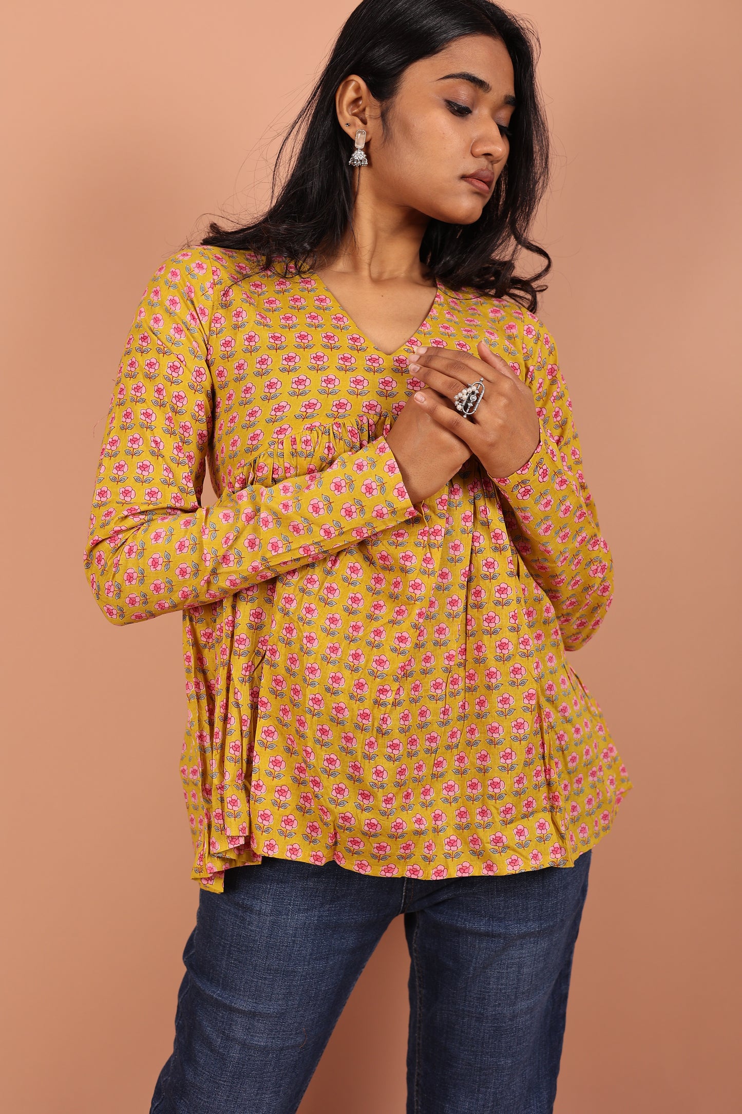 Peplum Top in Mustard