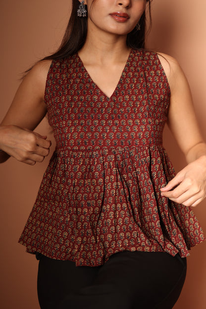 Peplum Top in Brown