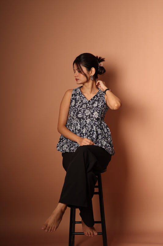 Peplum Top in Grey
