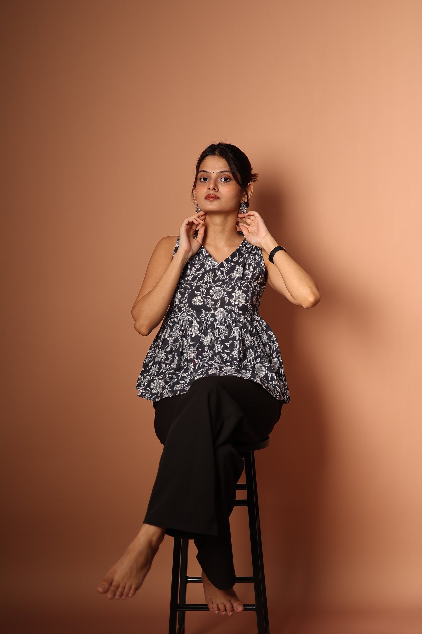 Peplum Top in Grey