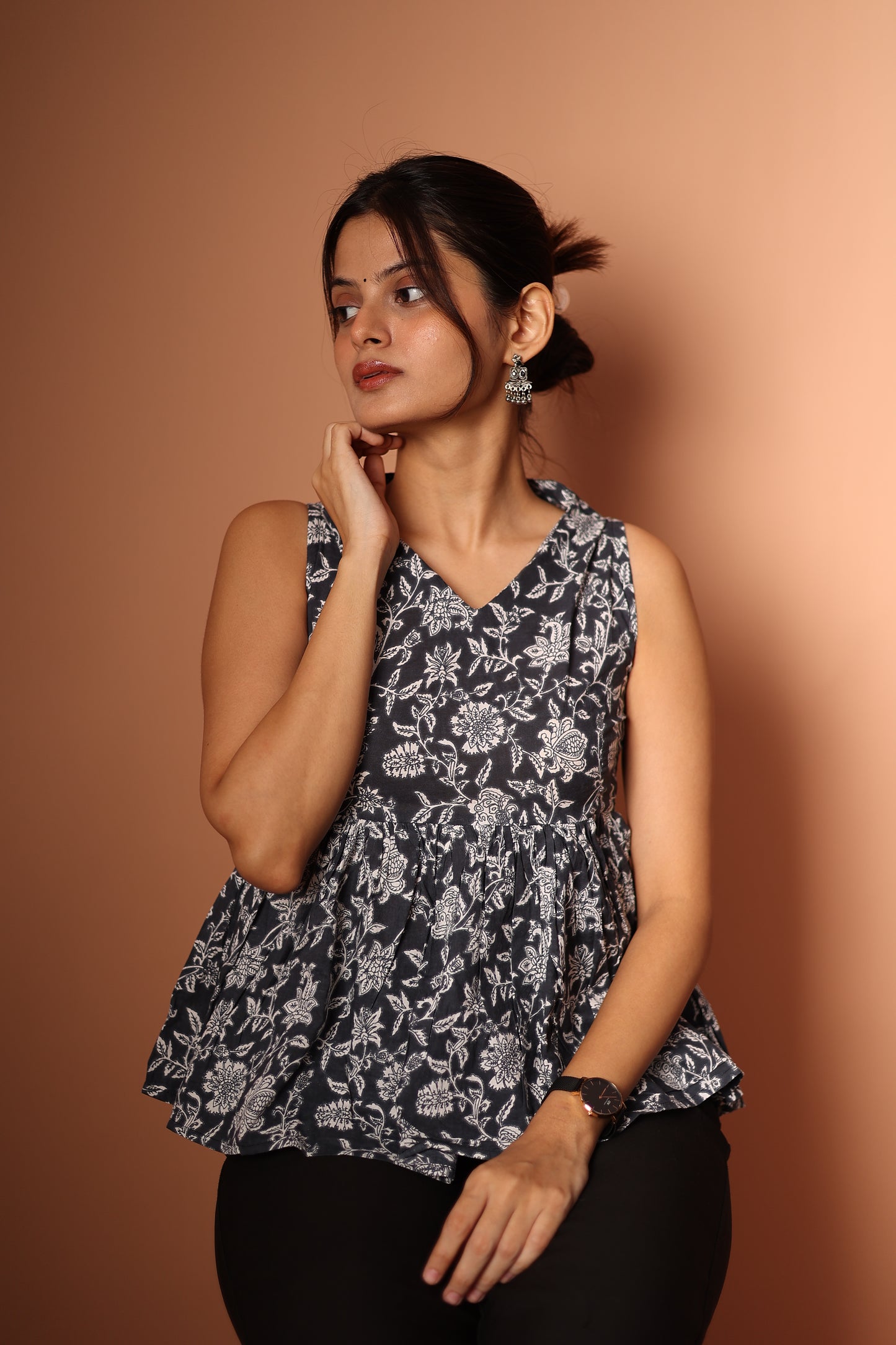 Peplum Top in Grey