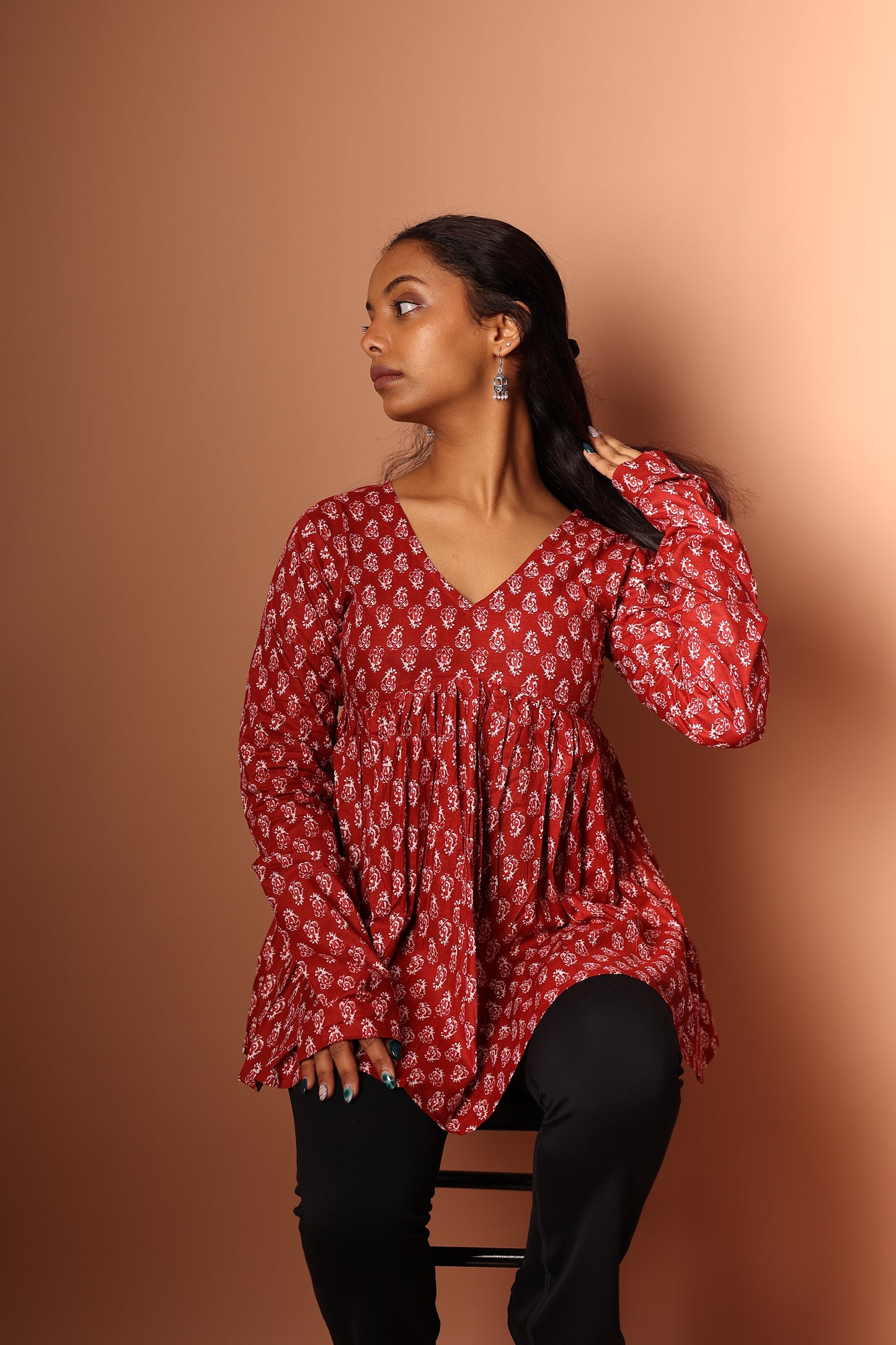 Peplum Top in Red