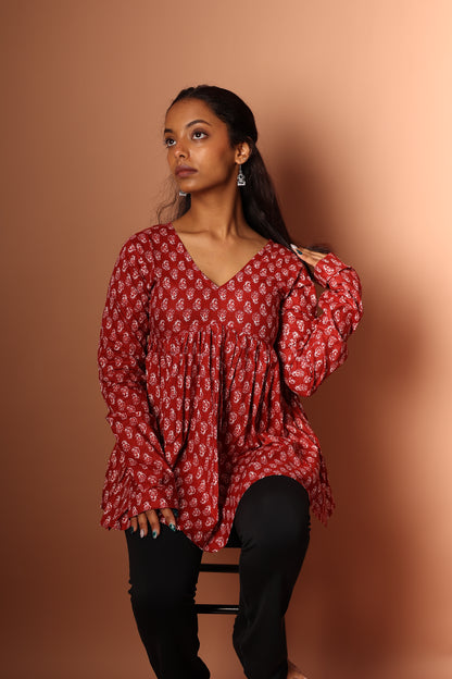 Peplum Top in Red