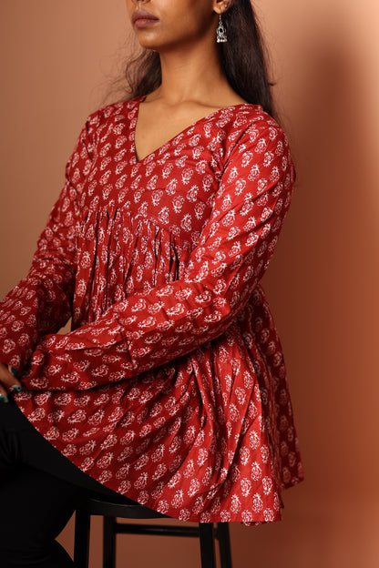 Peplum Top in Red