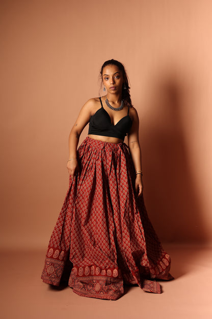 Ajrakh Skirt in Red