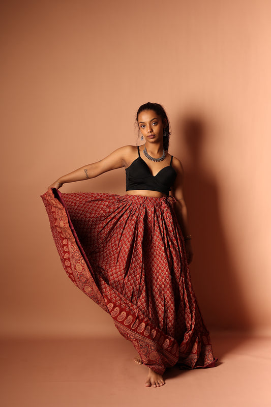 Ajrakh Skirt in Red