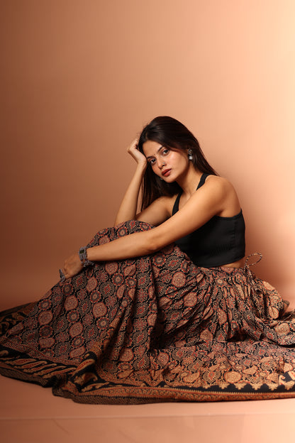Ajrakh Skirt in Black