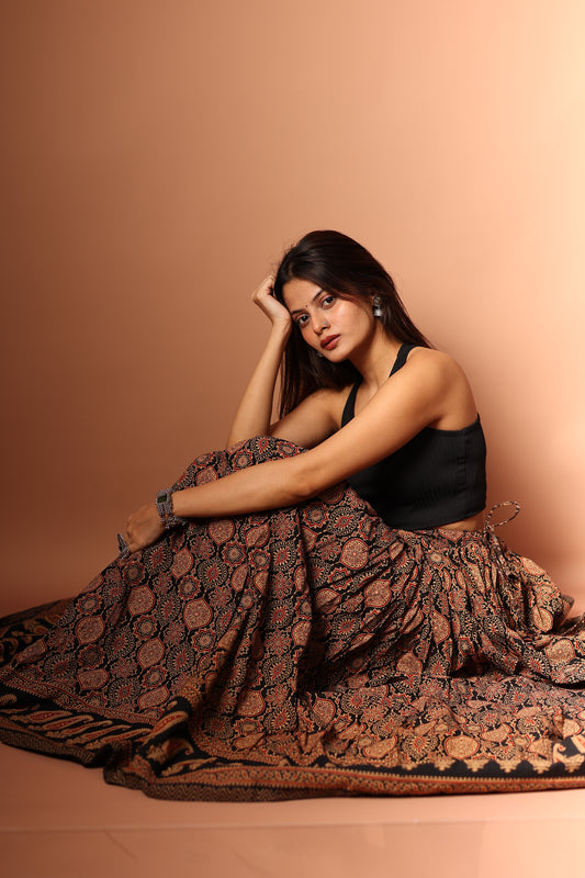 Ajrakh Skirt in Black