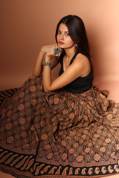 Ajrakh Skirt in Black