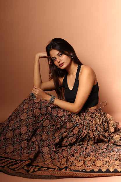 Ajrakh Skirt in Black