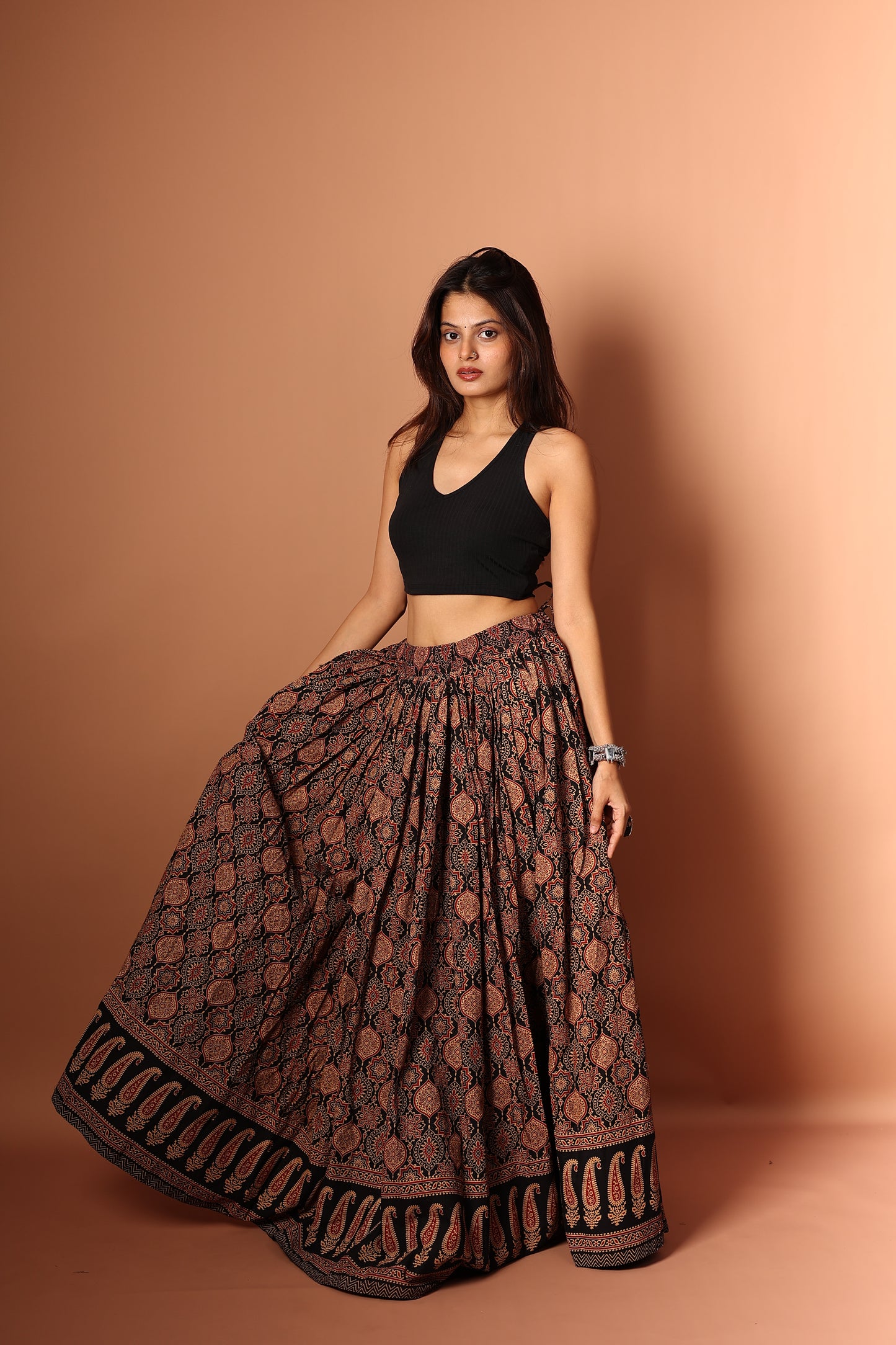 Ajrakh Skirt in Black
