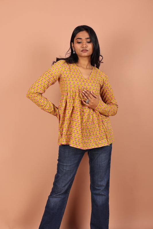 Peplum Top in Mustard