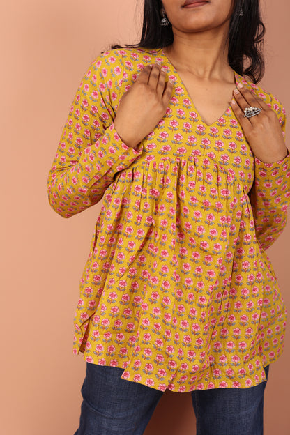 Peplum Top in Mustard